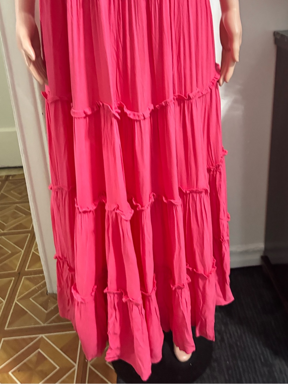 Nwt Love, Bonito Women’s Sleeveless Tie-Shoulder Pink Tiered Maxi Dress — image 7 of 8